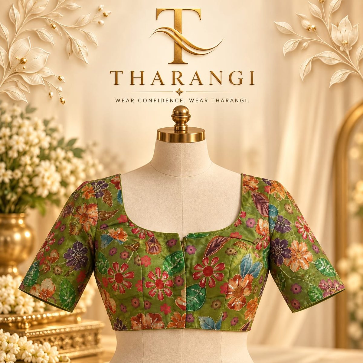 Green Floral Print Blouse
