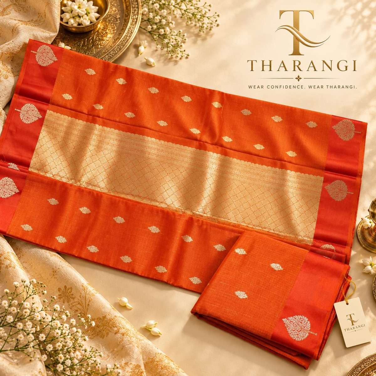 Orange Butta Saree