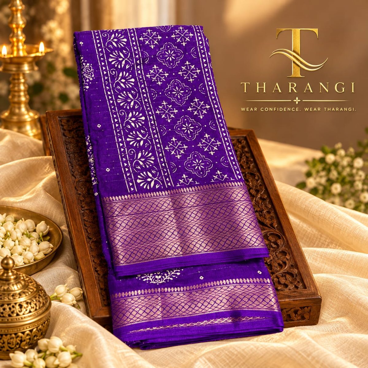 Violet Saree with Woven Pallu