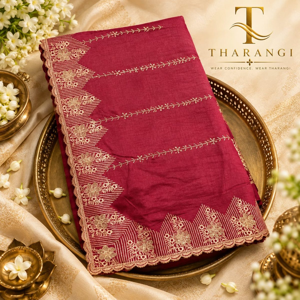 Maroon Embellished Saree
