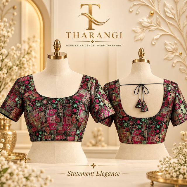 Dark Floral Brocade Blouse