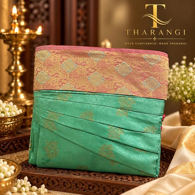Sea Green Saree with Peach Border