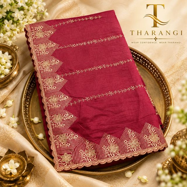 Maroon Embellished Saree